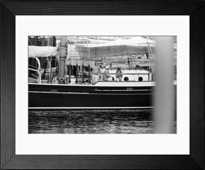 Framed Print : Princess Grace and Prince Rainier of Monaco host Princess Anne for lunch aboard their Framed Print : Princess Grace and Prince Rainier of Monaco host Princess Anne for lunch aboard their
