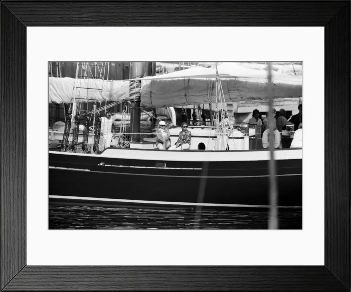 Framed Print : Princess Grace and Prince Rainier of Monaco host Princess Anne for lunch aboard their