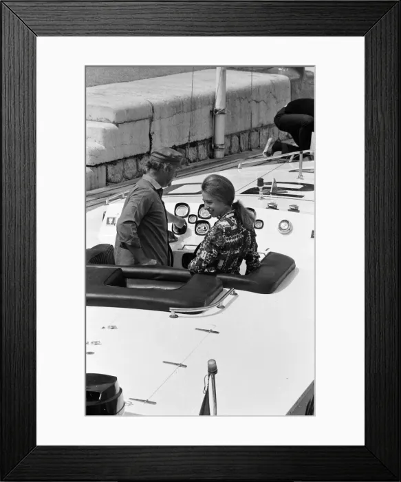 Framed Print : Princess Anne driving a speed boat called Who Dares around Monte Carlo Bay alongside Framed Print : Princess Anne driving a speed boat called Who Dares around Monte Carlo Bay alongside