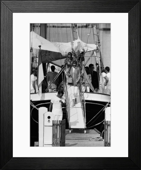 Framed Print : Princess Grace and Prince Rainier of Monaco host Princess Anne for lunch aboard their Framed Print : Princess Grace and Prince Rainier of Monaco host Princess Anne for lunch aboard their
