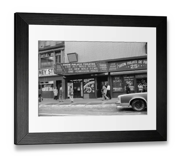 Framed Print : Adult video stores in New York. 13th February 1981 Framed Print : Adult video stores in New York. 13th February 1981