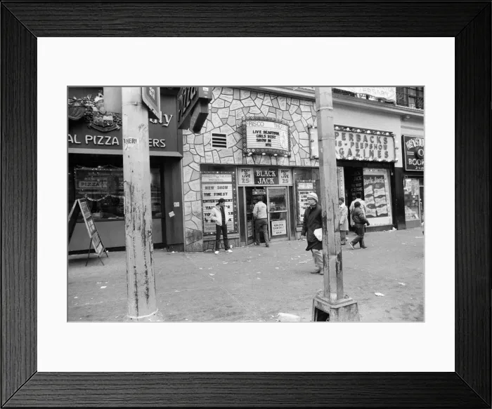 Framed Print : Adult video stores and peep shows in New York. 13th February 1981 Framed Print : Adult video stores and peep shows in New York. 13th February 1981