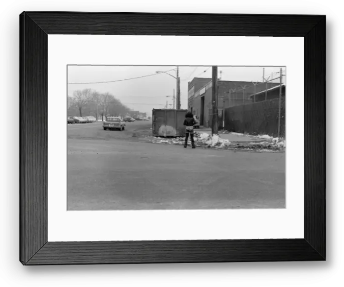 Framed Print : A woman standing in the road in New York, wearing bikini pants and leggings Framed Print : A woman standing in the road in New York, wearing bikini pants and leggings