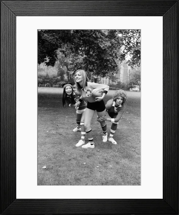 Framed Print : Practice ahead of the rugby match between actresses and models sponsored by The Put Framed Print : Practice ahead of the rugby match between actresses and models sponsored by The Put