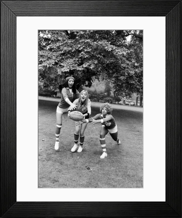 Framed Print : Practice ahead of the rugby match between actresses and models sponsored by The Put Framed Print : Practice ahead of the rugby match between actresses and models sponsored by The Put