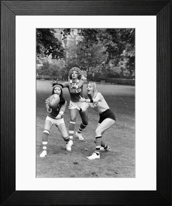 Framed Print : Practice ahead of the rugby match between actresses and models sponsored by The Put Framed Print : Practice ahead of the rugby match between actresses and models sponsored by The Put