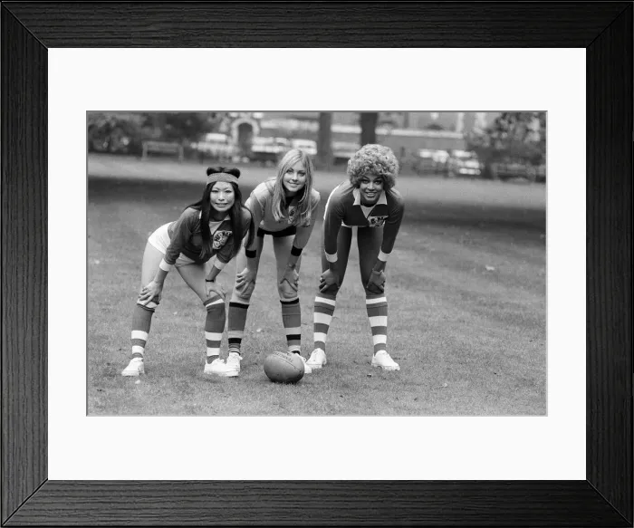 Framed Print : Practice ahead of the rugby match between actresses and models sponsored by The Put Framed Print : Practice ahead of the rugby match between actresses and models sponsored by The Put