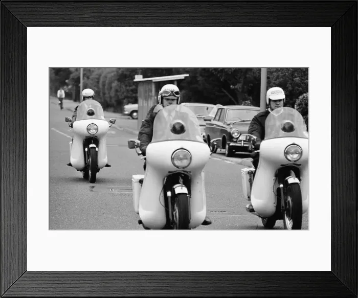 Framed Print : Police MotorCycle Riders, Cambridge, 3rd July 1972 Framed Print : Police MotorCycle Riders, Cambridge, 3rd July 1972