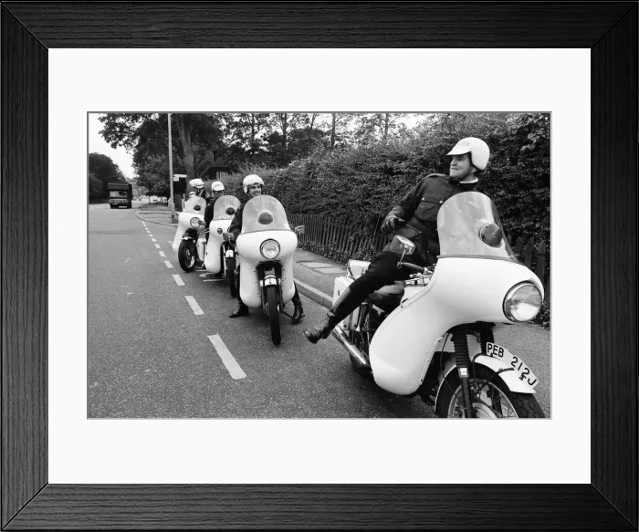 Framed Print : Police MotorCycle Riders, Cambridge, 3rd July 1972