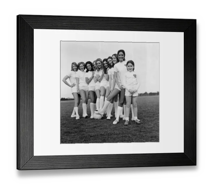 Framed Print : Girls from Anne Scott Model Agency play football against a team from Sweetheart Plastics Framed Print : Girls from Anne Scott Model Agency play football against a team from Sweetheart Plastics
