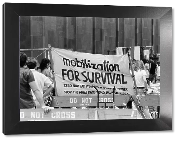Mobilization for Survival Coalition Banner, seen at flea market, New York, USA, June 1984