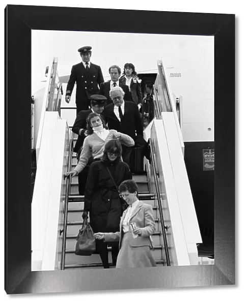 Prince Rainier of Monaco and family arriving at Heathrow airport from Nassau after a 10