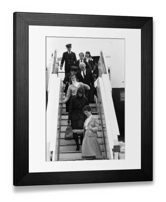 Framed Print : Prince Rainier of Monaco and family arriving at Heathrow airport from Nassau after a 10