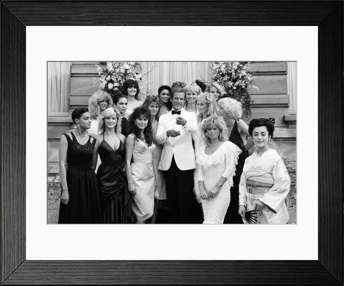 Framed Print : A View to a Kill 1984 James Bond film, Photocall outside The Chateau de Chantilly in Framed Print : A View to a Kill 1984 James Bond film, Photocall outside The Chateau de Chantilly in