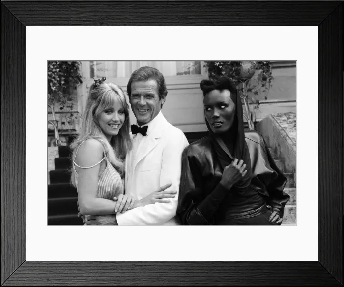 Framed Print : A View to a Kill 1984 James Bond film, Photocall outside The Chateau de Chantilly in Framed Print : A View to a Kill 1984 James Bond film, Photocall outside The Chateau de Chantilly in