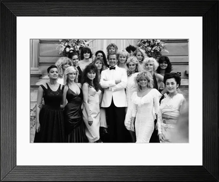 Framed Print : A View to a Kill 1984 James Bond film, Photocall outside The Chateau de Chantilly in Framed Print : A View to a Kill 1984 James Bond film, Photocall outside The Chateau de Chantilly in