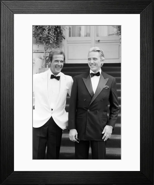 Framed Print : A View to a Kill 1984 James Bond film, Photocall outside The Chateau de Chantilly in Framed Print : A View to a Kill 1984 James Bond film, Photocall outside The Chateau de Chantilly in