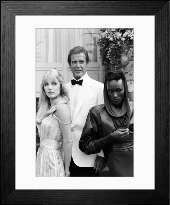 Framed Print : A View to a Kill 1984 James Bond film, Photocall outside The Chateau de Chantilly in Framed Print : A View to a Kill 1984 James Bond film, Photocall outside The Chateau de Chantilly in