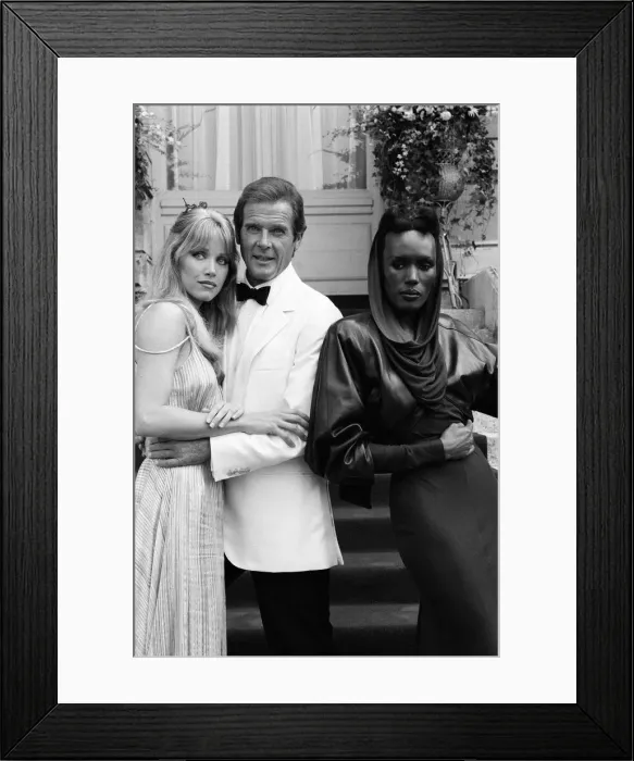 Framed Print : A View to a Kill 1984 James Bond film, Photocall outside The Chateau de Chantilly in Framed Print : A View to a Kill 1984 James Bond film, Photocall outside The Chateau de Chantilly in