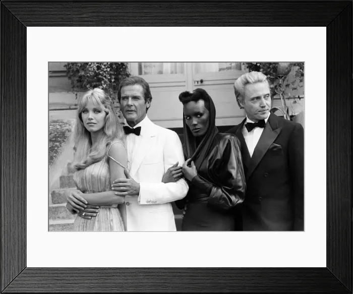 Framed Print : A View to a Kill 1984 James Bond film, Photocall outside The Chateau de Chantilly in Framed Print : A View to a Kill 1984 James Bond film, Photocall outside The Chateau de Chantilly in