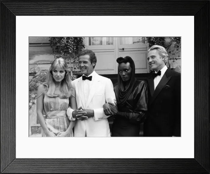 Framed Print : A View to a Kill 1984 James Bond film, Photocall outside The Chateau de Chantilly in Framed Print : A View to a Kill 1984 James Bond film, Photocall outside The Chateau de Chantilly in