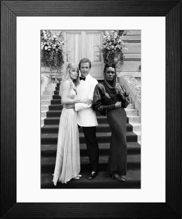 Framed Print : A View to a Kill 1984 James Bond film, Photocall outside The Chateau de Chantilly in Framed Print : A View to a Kill 1984 James Bond film, Photocall outside The Chateau de Chantilly in