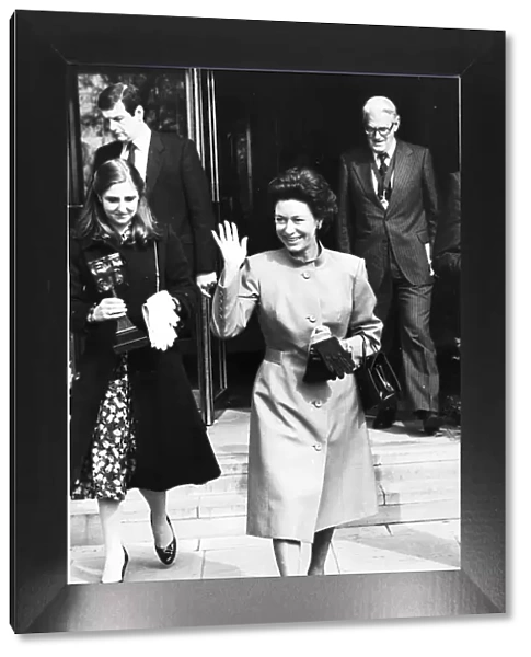 PRINCESS MARGARET LEAVING THE TELEVISION AND RADIO INDUSTRIES CLUB AWARDS CEREMONY
