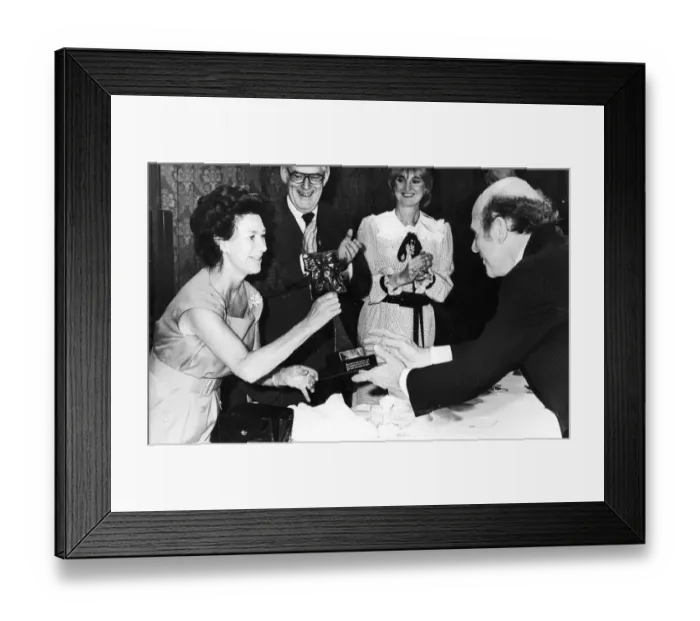 Framed Print : PRINCESS MARGARET PRESENTS AN AWARD TO ROY PLOMLEY AT THE TELEVISION AND RADIO INDUSTRIES Framed Print : PRINCESS MARGARET PRESENTS AN AWARD TO ROY PLOMLEY AT THE TELEVISION AND RADIO INDUSTRIES