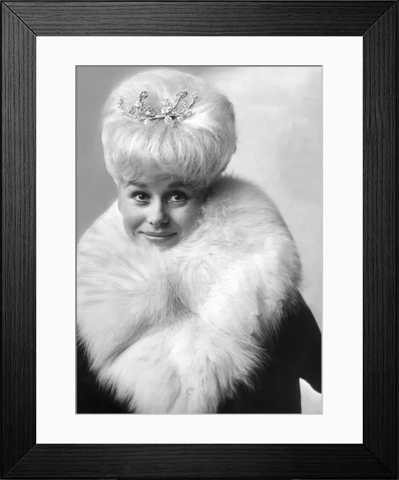 Framed Print : Barbara Windsor in a black outfit that she might wear for the Royal premiere of her new Framed Print : Barbara Windsor in a black outfit that she might wear for the Royal premiere of her new