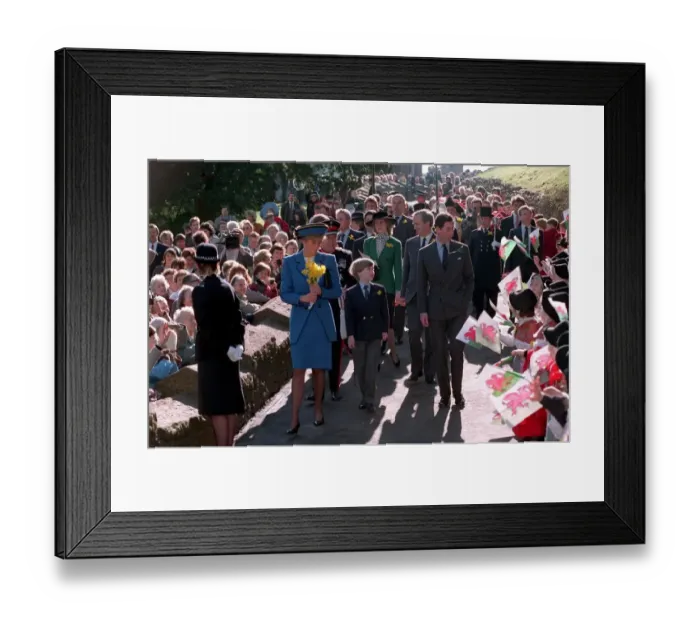 Framed Print : PRINCESS DIANA, PRINCE WILLIAM AND PRINCE CHARLES WALKING THROUGH CROWDS OF FANS AS THEY Framed Print : PRINCESS DIANA, PRINCE WILLIAM AND PRINCE CHARLES WALKING THROUGH CROWDS OF FANS AS THEY