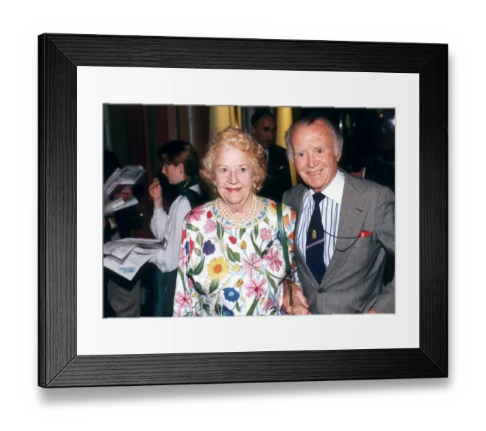 Framed Print : SIR JOHN AND LADY MILLS AT BARBARA CARTLANDS BIRTHDAY PARTY - 1994