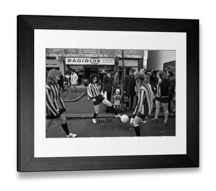 Framed Print : Watford Ladies football team played an exhibition match in Watford High Street in aid of
