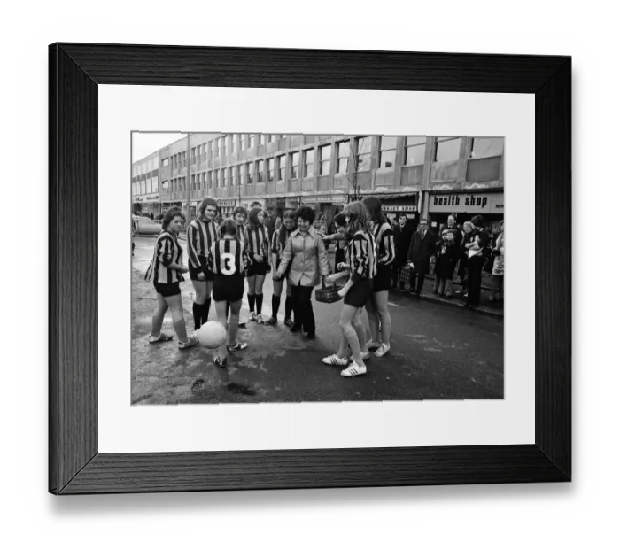 Framed Print : Watford Ladies football team played an exhibition match in Watford High Street in aid of
