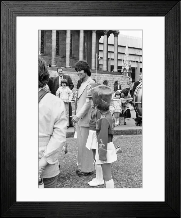 Framed Print : Take Me High 1973, filming procession scenes on the streets of Birmingham