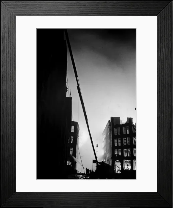 Framed Print : Members of the Fire Brigade seen here fighting fires at Alec Brookes Ltd