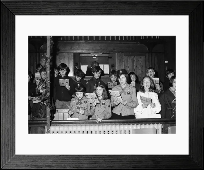 Framed Print : Carol Singing, Methodist Church, Dorking, those participating include children from Framed Print : Carol Singing, Methodist Church, Dorking, those participating include children from