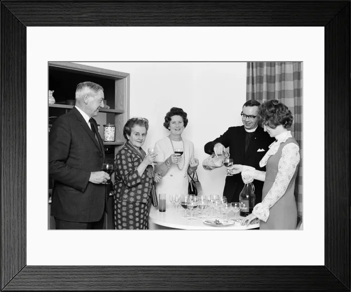 Framed Print : Wine and Cheese Evening, The Vicarage, Holmwood, Surrey, Wednesday 23rd December 1970 Framed Print : Wine and Cheese Evening, The Vicarage, Holmwood, Surrey, Wednesday 23rd December 1970