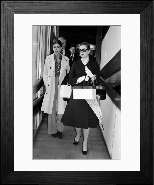 Framed Print : Princess Grace of Monaco arrives at Heathrow with Princess Caroline who is returning to Framed Print : Princess Grace of Monaco arrives at Heathrow with Princess Caroline who is returning to