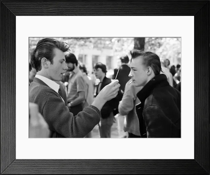 Framed Print : Punk Rocker and Teddy Boy youths in Kings Road, London. Pictured, Teddy Boys Framed Print : Punk Rocker and Teddy Boy youths in Kings Road, London. Pictured, Teddy Boys