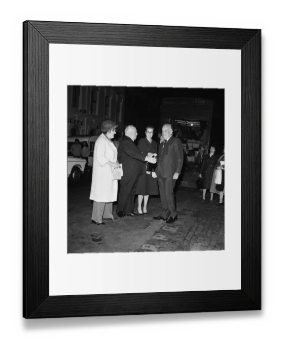Framed Print : Film Director Alfred Hitchcock saying goodbye to Grace Kelly Framed Print : Film Director Alfred Hitchcock saying goodbye to Grace Kelly