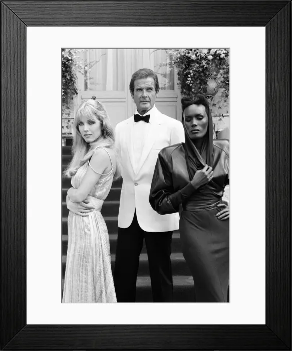 Framed Print : A View to a Kill 1984 James Bond film, Photocall outside The Chateau de Chantilly in Framed Print : A View to a Kill 1984 James Bond film, Photocall outside The Chateau de Chantilly in