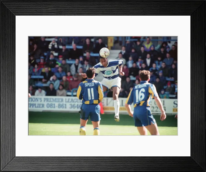 Framed Print : QPR 0-4 Leeds United, premier league match action, Loftus Road, Monday 4th April 1994 Framed Print : QPR 0-4 Leeds United, premier league match action, Loftus Road, Monday 4th April 1994