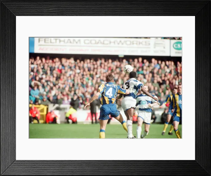 Framed Print : QPR 0-4 Leeds United, premier league match action, Loftus Road, Monday 4th April 1994 Framed Print : QPR 0-4 Leeds United, premier league match action, Loftus Road, Monday 4th April 1994