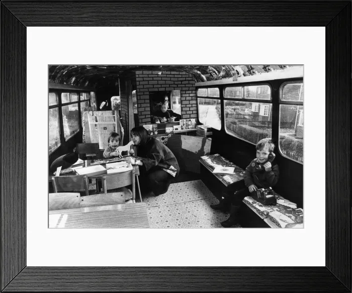 Framed Print : The Playbus Nursery, Cambridge, November 1973 Framed Print : The Playbus Nursery, Cambridge, November 1973