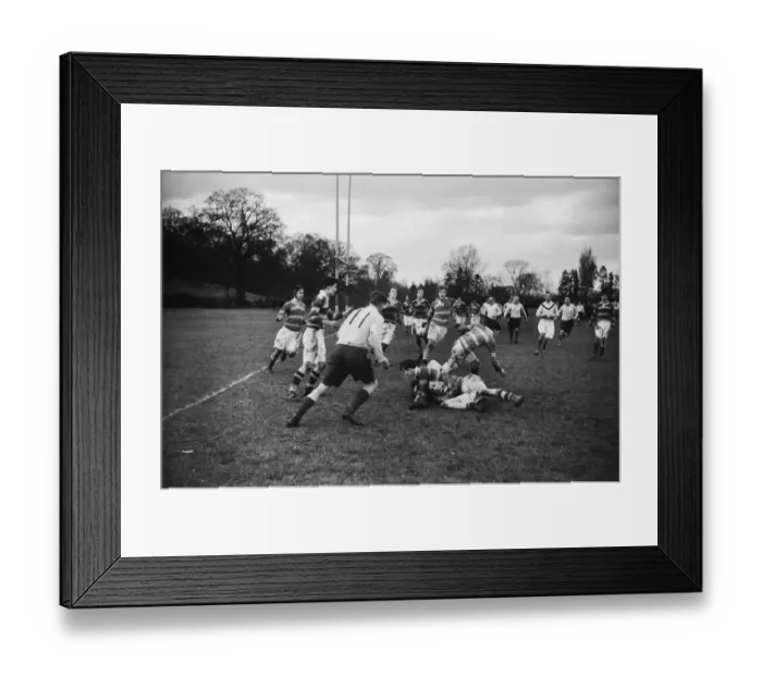 Framed Print : A rugby team of the Auxiliary Fire Service seen here playing against Beaumont College Framed Print : A rugby team of the Auxiliary Fire Service seen here playing against Beaumont College