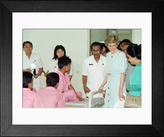 Framed Print : Diana, Princess of Wales, on a visit to Sitanala Leprosy Hospital in Tangerang, Indonesia Framed Print : Diana, Princess of Wales, on a visit to Sitanala Leprosy Hospital in Tangerang, Indonesia