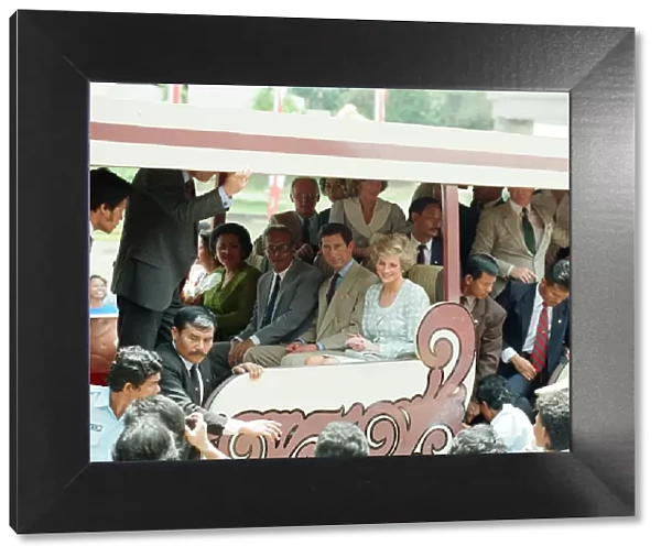 Prince Charles, Princes of Wales and Diana, Princess of Wales on a tour of Taman Mini