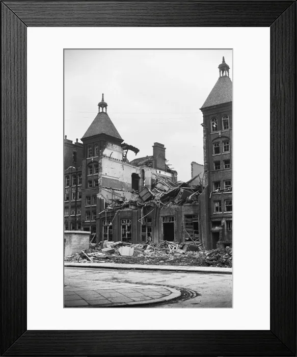 Framed Print : Damage to Ethelburga Street School following a daylight raid on Battersea, London