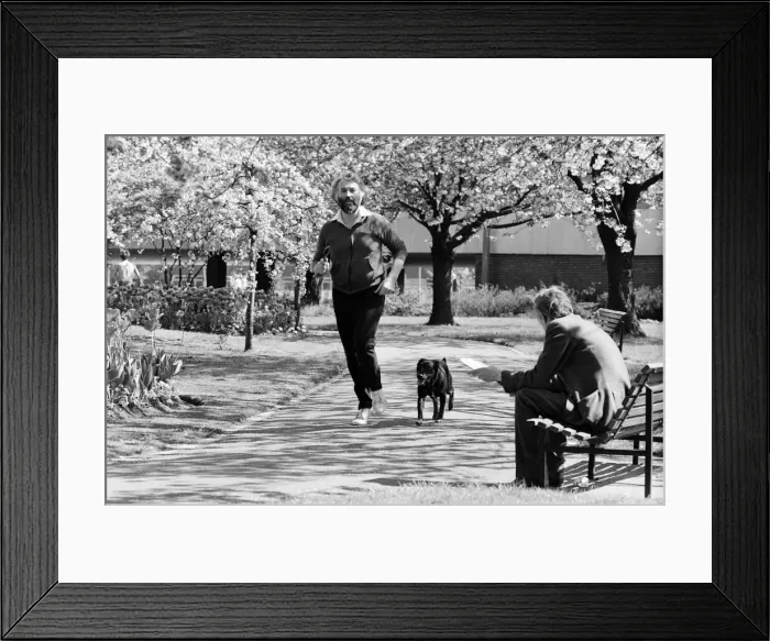 Framed Print : Michael Benfield, Ecology party candidate, jogging. 14th May 1979