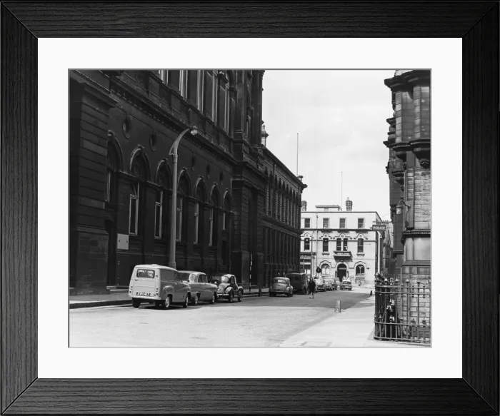 Framed Print : Peel Street seen from Princess Street, Huddersfield Circa June 1965 Framed Print : Peel Street seen from Princess Street, Huddersfield Circa June 1965